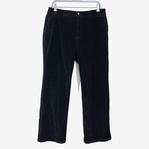 Erika Fine Corduroy Pants Womens 14 Black Straight Fit Wide- Leg Business Career